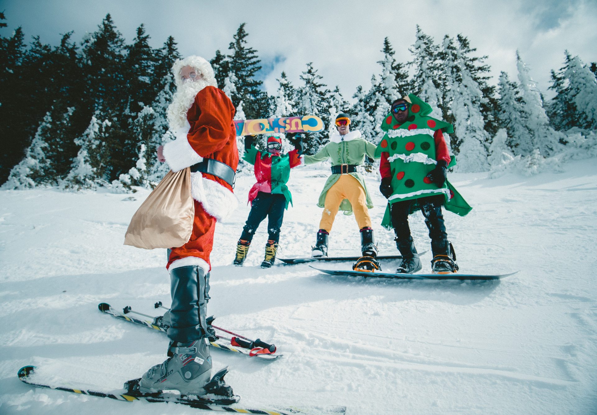 skiing santa claus